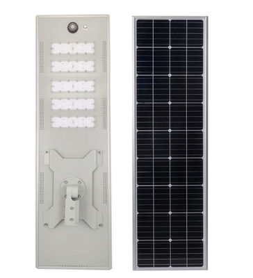 6-8M ऊँचाई ऑल इन वन सौर स्ट्रीट लाइट्स टाइमिंग डिमिंग और 12.8V/42000mAH LifePO4 बैटरी के साथ