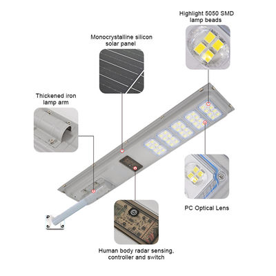 पर्यावरण के अनुकूल लैंप उच्च ल्यूमेन आउटडोर एलईडी सौर स्ट्रीट लाइट आउटडोर प्रकाश व्यवस्था के लिए